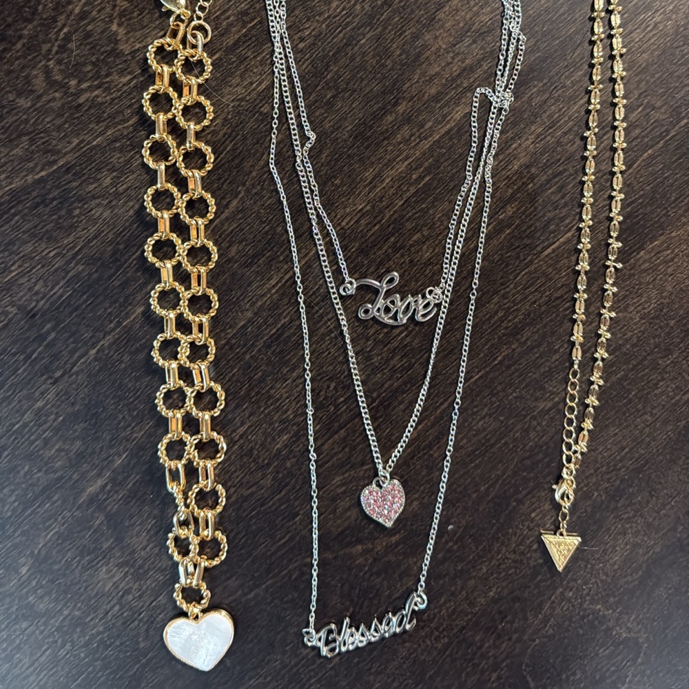 Guess Gold and Silver Layered Necklace Set